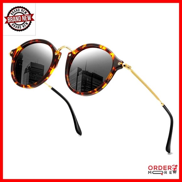 Polarized Round Sunglasses Retro Tortoise Frame Women\'s Regular Fit main image 4